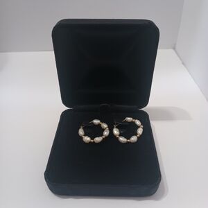Elegant Pearl Hoop Earrings
